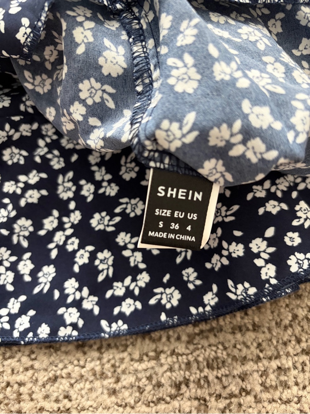 SHEIN Navy Floral Ruffle A-Line Skirt - Picture 2 of 2